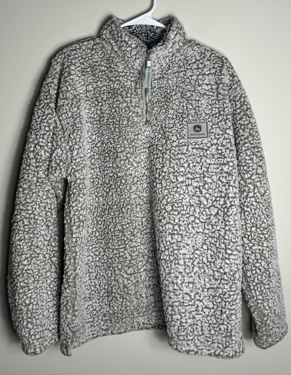 J. America Large John Deere Sherpa Fleece Jacket Gray Polyester